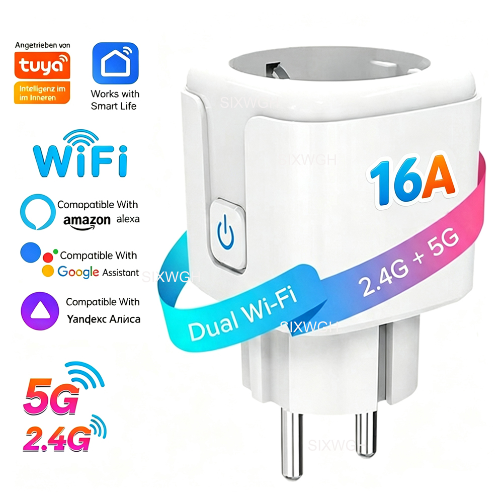 Timer Dual Outlet - เต้ารับอัจฉริยะ Tuya WiFi แบบสองย่านความถี่ 2.4G&5G 16A